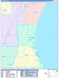 St. Clair Shores Wall Map Color Cast Style 2024